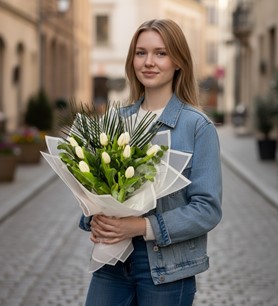beyaz lale buketi, Kayseri çiçekçi, lale aranjmanı