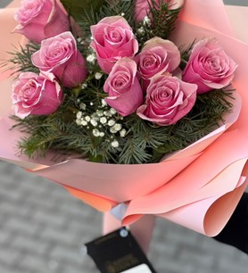 10 Pembe Gül Buketi