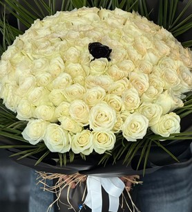 101 gül buketi, beyaz gül tasarımı, siyah gül hediye