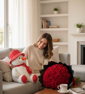 101 kırmızı gül  Büyük peluş ayıcık  Romantik hediye seti