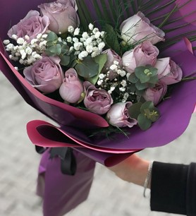 ithal lila gül, lila gül buketi, 11 gül buketi