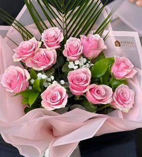 ithal pembe gül, pembe gül buketi, 11 gül buketi
