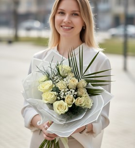 ithal beyaz gül, beyaz gül buketi, 13 gül buketi