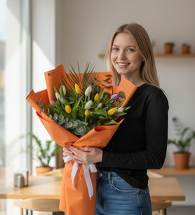 renkli lale buketi, 15 lale çiçeği, Kayseri çiçekçi