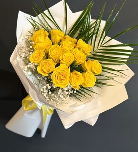 15 Sarı Gül Buketi