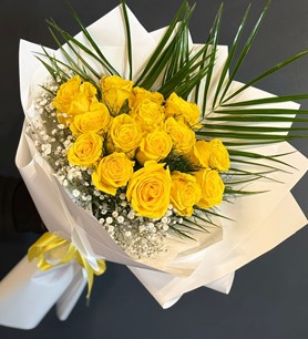 15 Sarı Gül Buketi