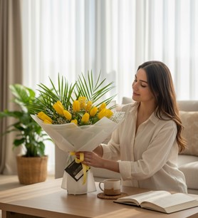 Kayseri çiçekçi  Sarı lale buketi  15 lale buketi