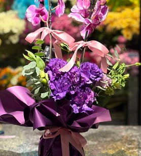 mor orkide, orkide aranjmanı, mor çiçek