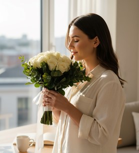 gelin eli buketi, Kayseri çiçekçi, beyaz gül gelin buketi