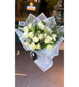 20 beyaz gül, ithal beyaz gül buketi, büyük boy gül buketi, 