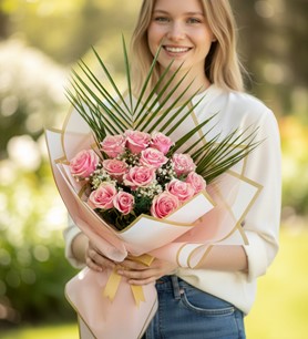 ithal pembe gül, 20 pembe gül, pembe gül buketi