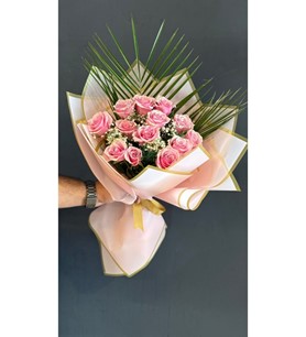 ithal pembe gül, 20 pembe gül, pembe gül buketi