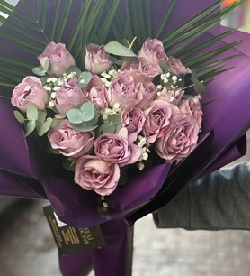 lila gül buketi, fenix mor paket, 20 lila gül