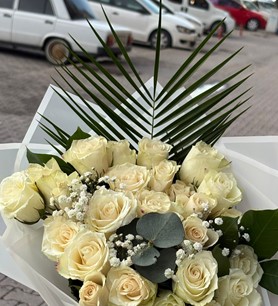 ithal beyaz gül, beyaz gül buketi, 25 gül buketi