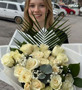 ithal beyaz gül, beyaz gül buketi, 25 gül buketi