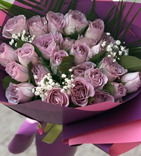 ithal lila gül, lila gül buketi, 25 gül buketi