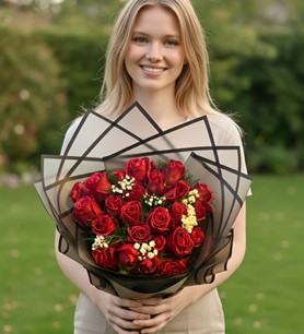 kırmızı gül buketi, 25 kırmızı gül, gül buketi