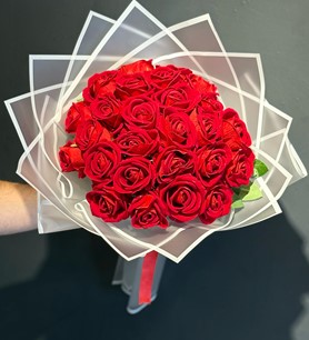 25 Yapay Kırmızı Gül Buketi