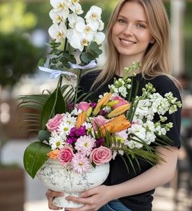 beyaz orkide, orkide aranjman, vazoda orkide