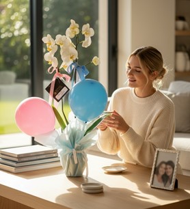 2’li beyaz orkide  İkiz bebek hediyesi  Beyaz orkide aranjma