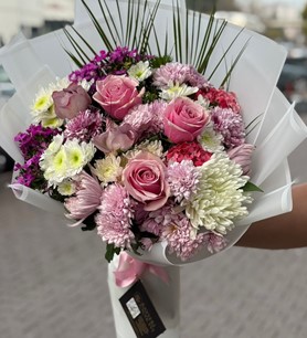 pembe gül buketi, lila gül, Kayseri çiçekçi