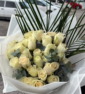 ithal beyaz gül, beyaz gül buketi, 30 gül buketi