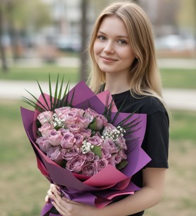 ithal lila gül, lila gül buketi, 30 gül buketi