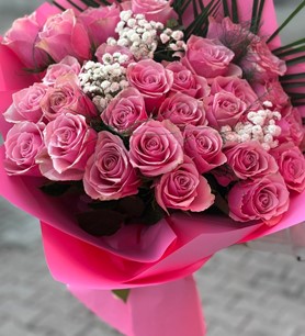 ithal pembe gül, pembe gül buketi, 30 gül buketi