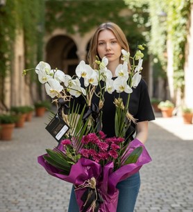 beyaz orkide aranjmanı, 4 dallı orkide, Kayseri çiçekçi