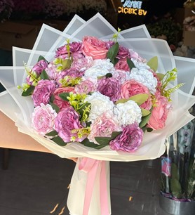 Yapay gül buketi, yapay şakayık aranjmanı, 40 adet yapay çiç