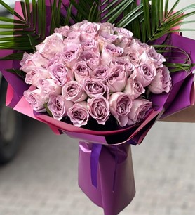 ithal lila gül, 41 gül buketi, romantik çiçek