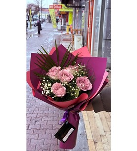 5 lila gül, mor paketli gül, Memory Lane gül siparişi, lila 