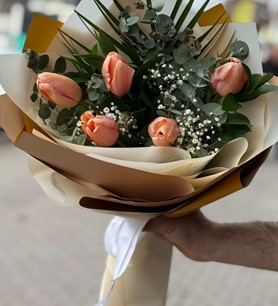 5 dal somon lale, minimal lale buketi, somon lale fiyatı