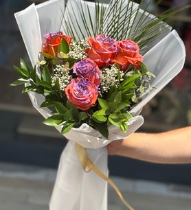 5 Turuncu Ekvator Gül Buketi
