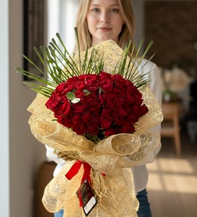 51 kırmızı gül, abaka gül buketi, romantik çiçek