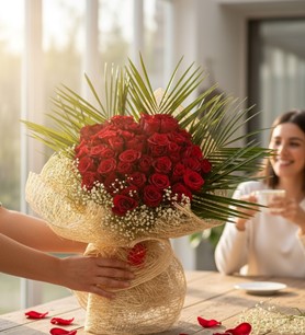 51 kırmızı gül buketi, Kayseri çiçekçi, abaka süslemeli gül 