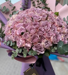 65 lila gül, ithal gül buketi, lila gül aranjman