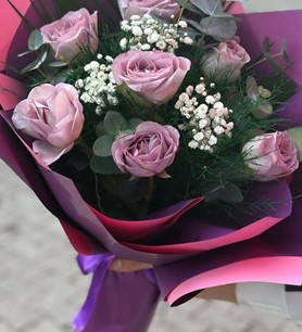 ithal lila gül, lila gül buketi, 7 gül buketi