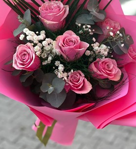 ithal pembe gül, pembe gül buketi, 7 gül buketi