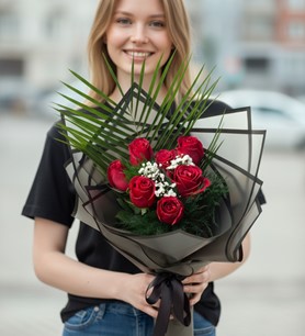 kırmızı gül buketi, 7 kırmızı gül, gül buketi