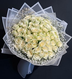 71 İthal Beyaz Gül Buketi