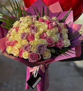 80 renkli gül, ithal gül buketi, kayseri çiçek evi