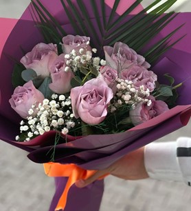 ithal lila gül, lila gül buketi, 9 gül buketi