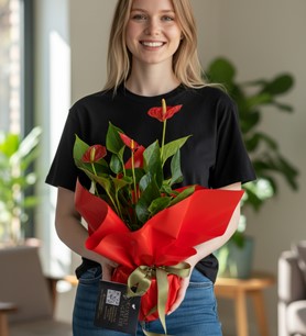Kırmızı Antoryum, Flamingo Çiçeği, Anthurium Andreanum, saks