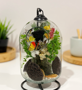 Siyah solmayan gül, askılı fanus çiçek, şoklanmış siyah gül 