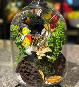 Siyah solmayan gül, askılı fanus çiçek, şoklanmış siyah gül 