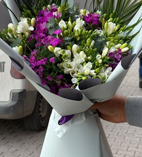 Beyaz frezya buketi, Hüsnü Yusuf çiçeği, 40 dal buket, kokul