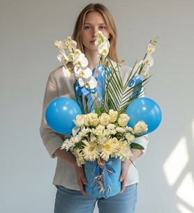 erkek bebek çiçeği, doğum aranjmanı, Kayseri çiçekçi