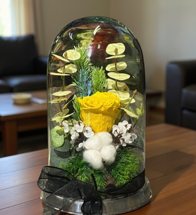 Sarı solmayan gül, fanusta gül fiyat, şoklanmış sarı gül, ca