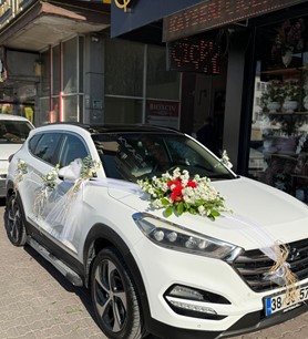 Gelin arabası süsleme, düğün aracı süsleme, Kayseri Çiçek Ev